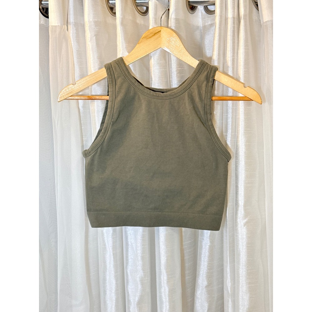 Gymshark Vital Seamless Sports Bra Womens S Olive Green High Neck Racerback